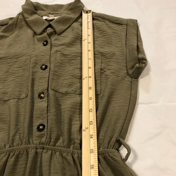Monteau Short Sleeve Elastic Waist Pullover Collared Thyme Green Dress size XS - Picture 6 of 10